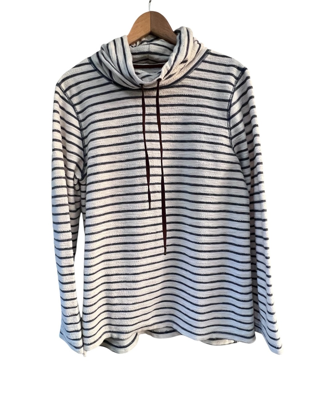 Chaps Women’s Striped Cozy Cowl Neck Sweater - White & Navy - Size M